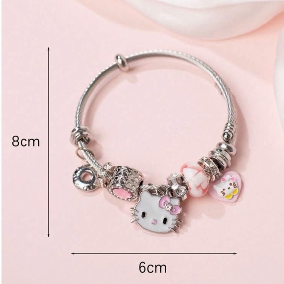 Sanrio Hello Kitty Sterling Silver Charm Pendant Bracelet - Picture 2 of 2